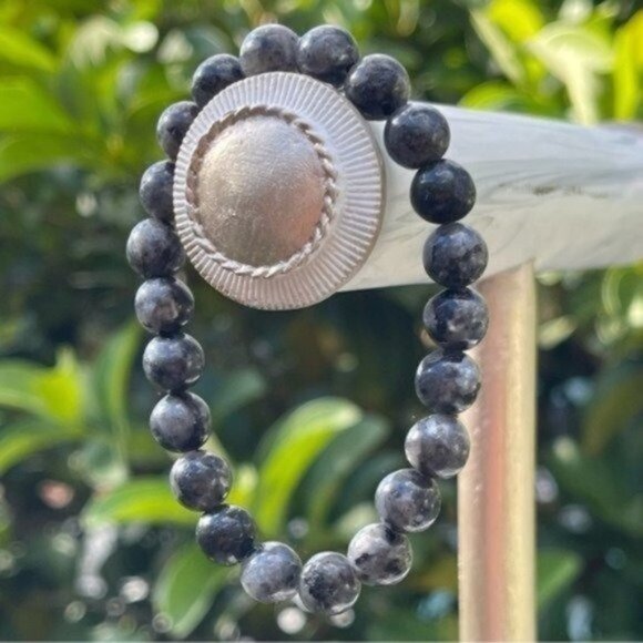 8mm Larvikite Chakra Bead Stretch Bracelet - Picture 1 of 8